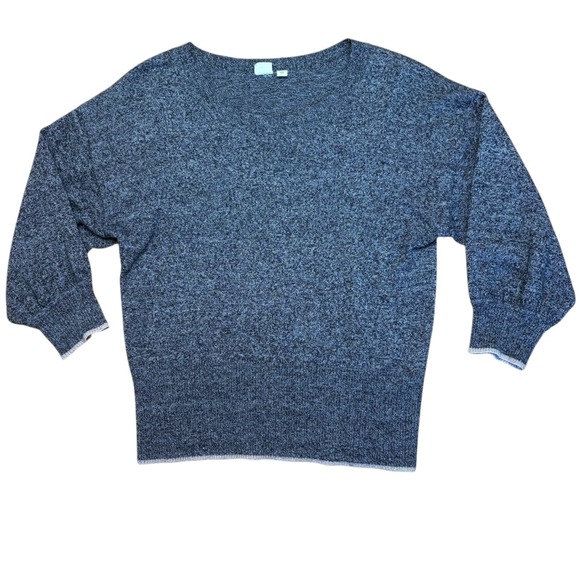 GAP Sweaters - Gap Fine Merino Wool Blend Cropped Sweater 3/4 Sleeves Black White Marbled Sz S